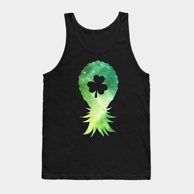 Galaxy Upside Down Pineapple St Patricks Day Lucky Shamrock Tank Top by LemoBoy